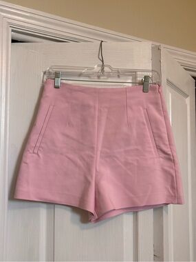Zara Pastel Pink High-Waist Tailored Shorts